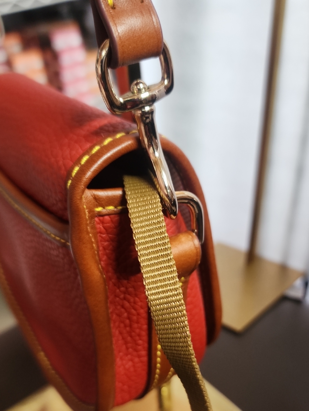 Dooney & Bourke Red Pebbled Leather Crossbody Saddle Bag Like New - Picture 9 of 16